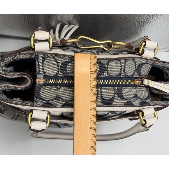 COACH Handbag Signature Denim Leather Tassel Gold Hardware Canvas 